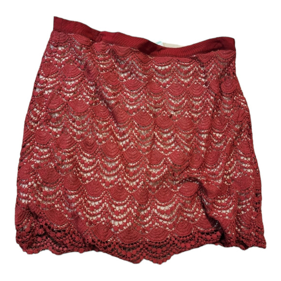 Club Monaco Red Lace Jayne Mini Skirt size 10 - Picture 2 of 7